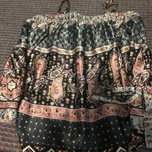 Off shoulder silk blouse